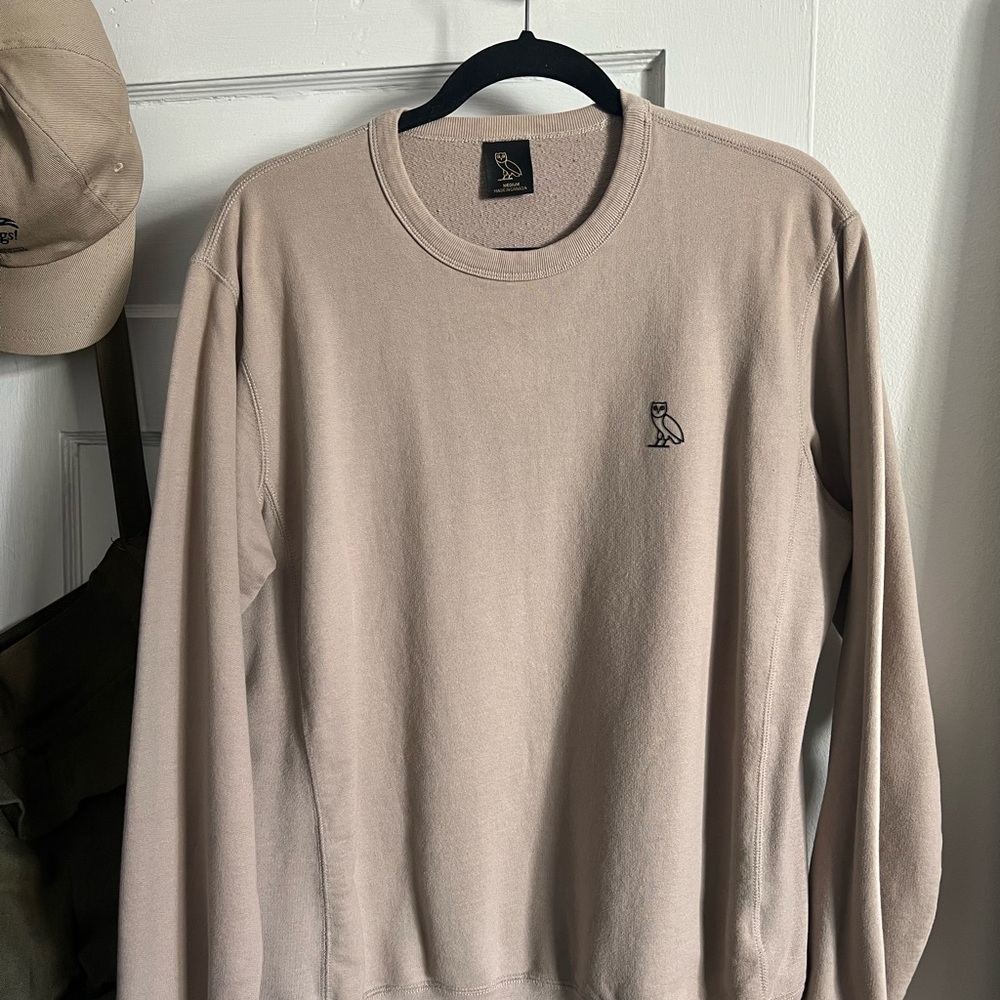 OVO Owl Logo Crewneck Taupe Size M